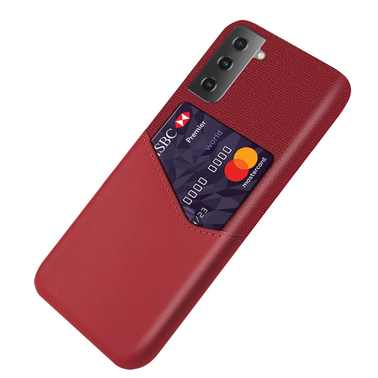 For Samsung Galaxy S21+ 5G Cloth Texture PC + PU Leather Back Cover Shockproof Case with Card Slot
