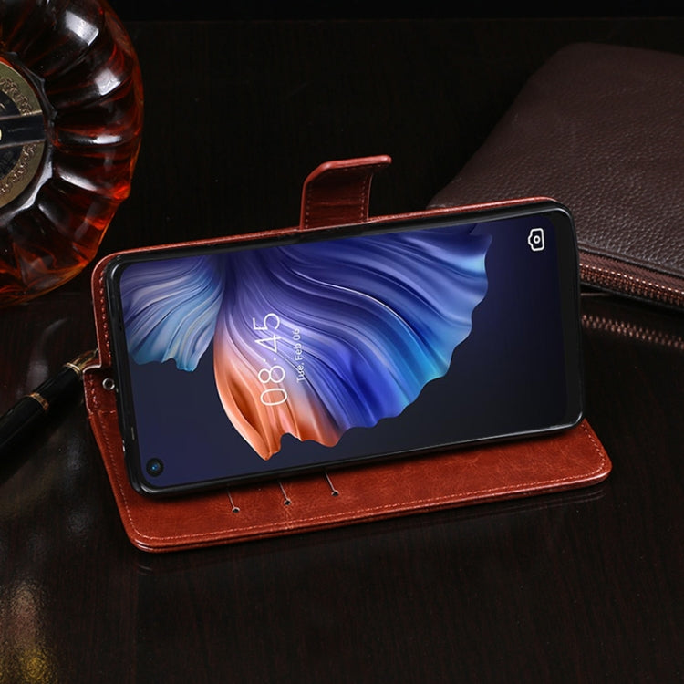 idewei Crazy Horse Texture Horizontal Flip Leather Case with Holder & Card Slots & Wallet For Tecno Camon 17