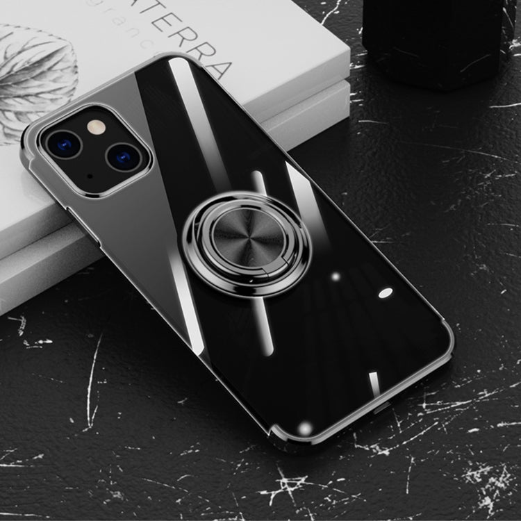 For iPhone 13 mini Electroplating Silicone Shockproof Case with Ring Holder