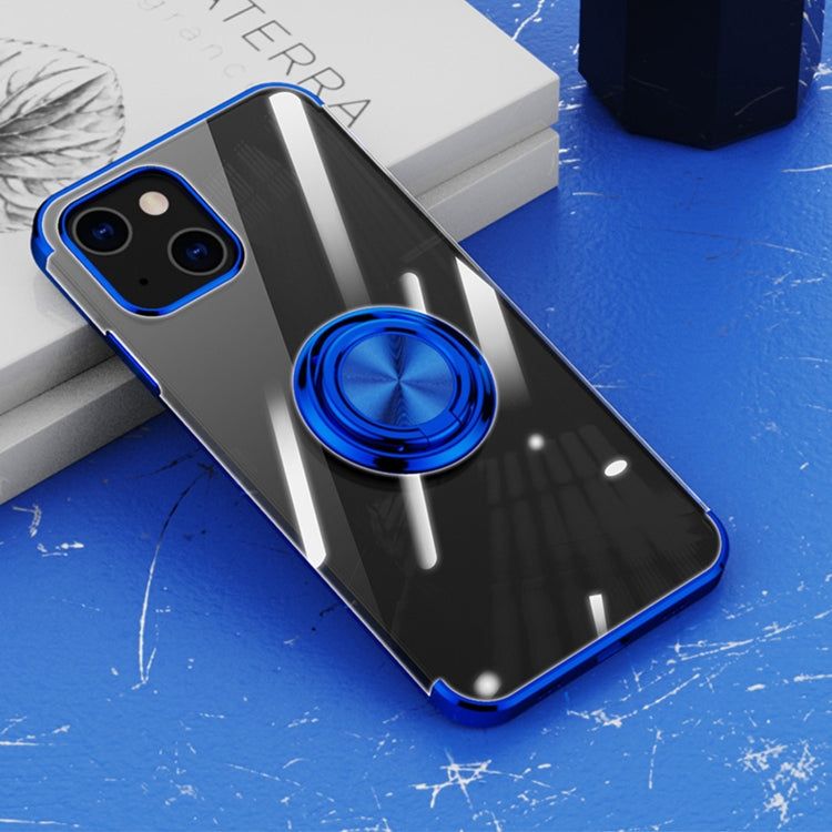 For iPhone 13 mini Electroplating Silicone Shockproof Case with Ring Holder