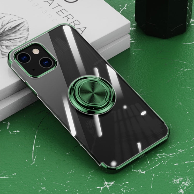 For iPhone 13 mini Electroplating Silicone Shockproof Case with Ring Holder