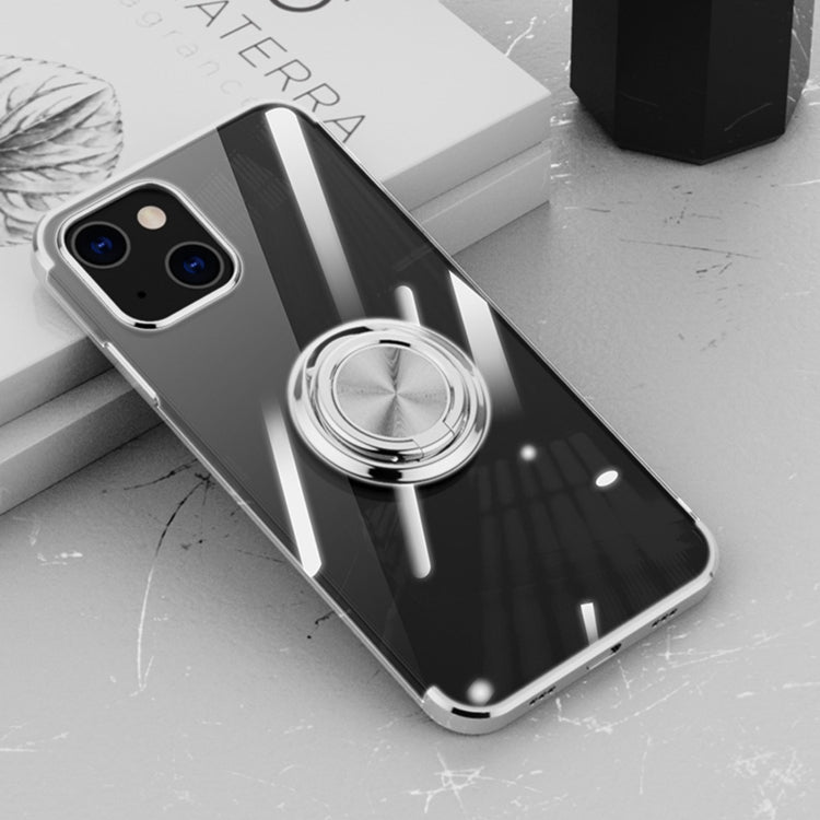 For iPhone 13 mini Electroplating Silicone Shockproof Case with Ring Holder