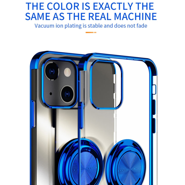 For iPhone 13 mini Electroplating Silicone Shockproof Case with Ring Holder