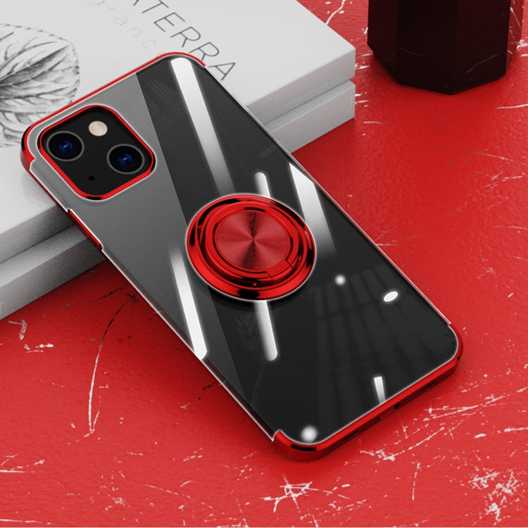 For iPhone 13 Electroplating Silicone Shockproof Case with Ring Holder