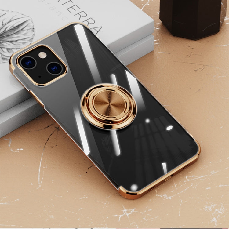 For iPhone 13 Electroplating Silicone Shockproof Case with Ring Holder