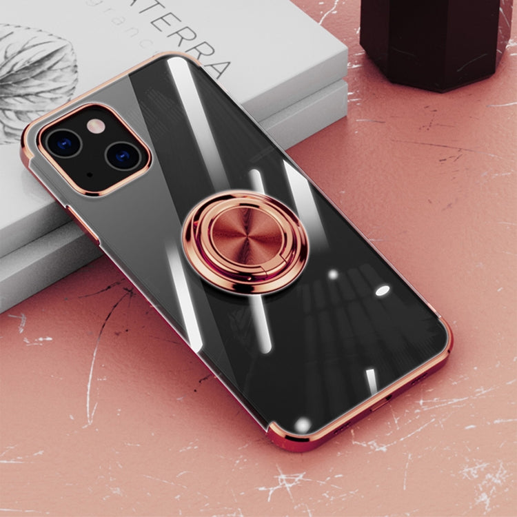 For iPhone 13 Electroplating Silicone Shockproof Case with Ring Holder