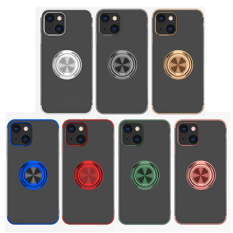 For iPhone 13 Electroplating Silicone Shockproof Case with Ring Holder