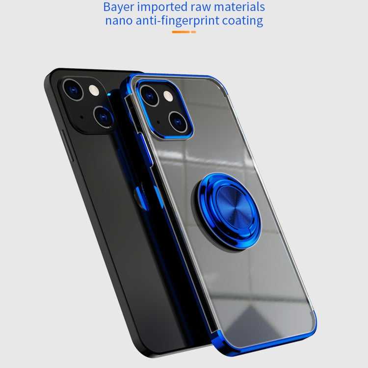 For iPhone 13 Electroplating Silicone Shockproof Case with Ring Holder