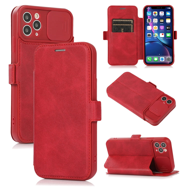 For iPhone 11 Pro Max Push Window Double Buckle PU + Silicone Horizontal Flip Leather Case with Holder & Card Slot