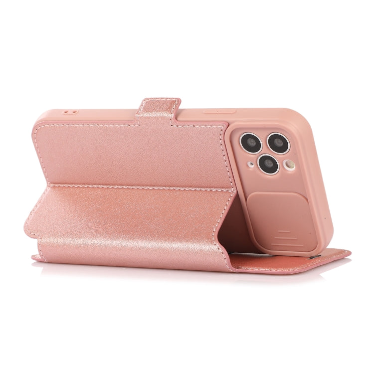 For iPhone 11 Pro Max Push Window Double Buckle PU + Silicone Horizontal Flip Leather Case with Holder & Card Slot