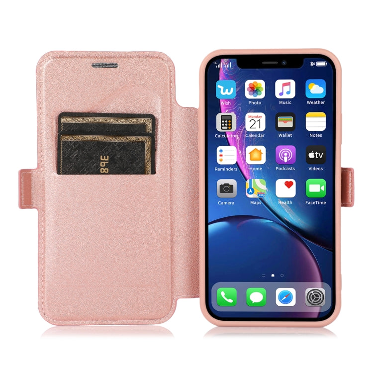 For iPhone 11 Pro Max Push Window Double Buckle PU + Silicone Horizontal Flip Leather Case with Holder & Card Slot