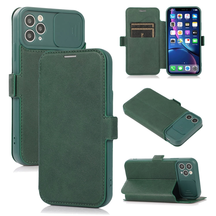 For iPhone 11 Pro Max Push Window Double Buckle PU + Silicone Horizontal Flip Leather Case with Holder & Card Slot