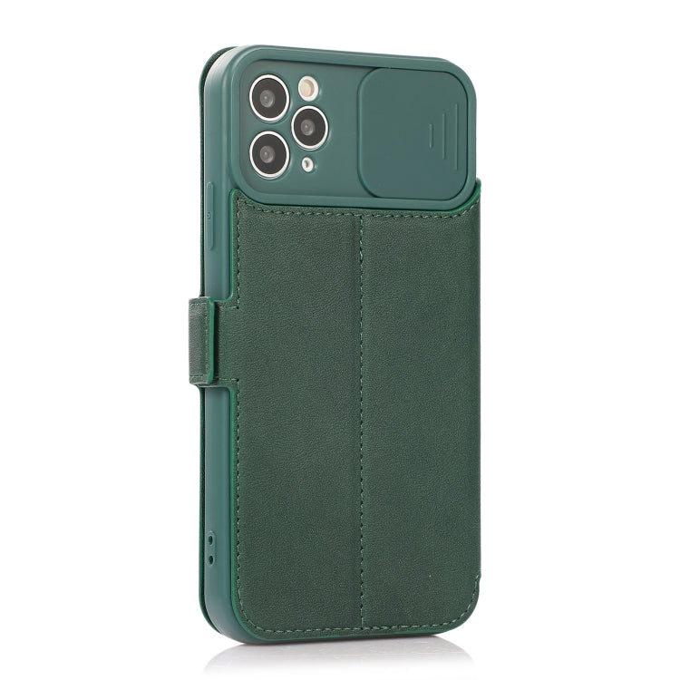 For iPhone 11 Pro Max Push Window Double Buckle PU + Silicone Horizontal Flip Leather Case with Holder & Card Slot