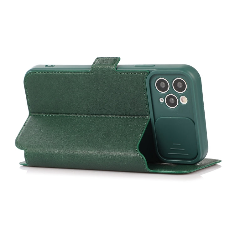 For iPhone 11 Pro Max Push Window Double Buckle PU + Silicone Horizontal Flip Leather Case with Holder & Card Slot