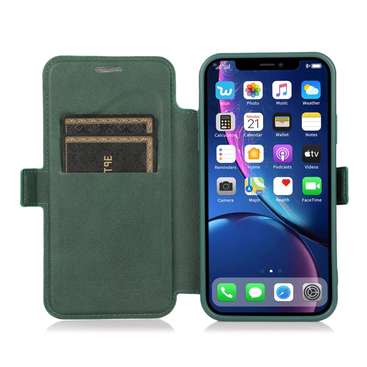 For iPhone 11 Pro Max Push Window Double Buckle PU + Silicone Horizontal Flip Leather Case with Holder & Card Slot