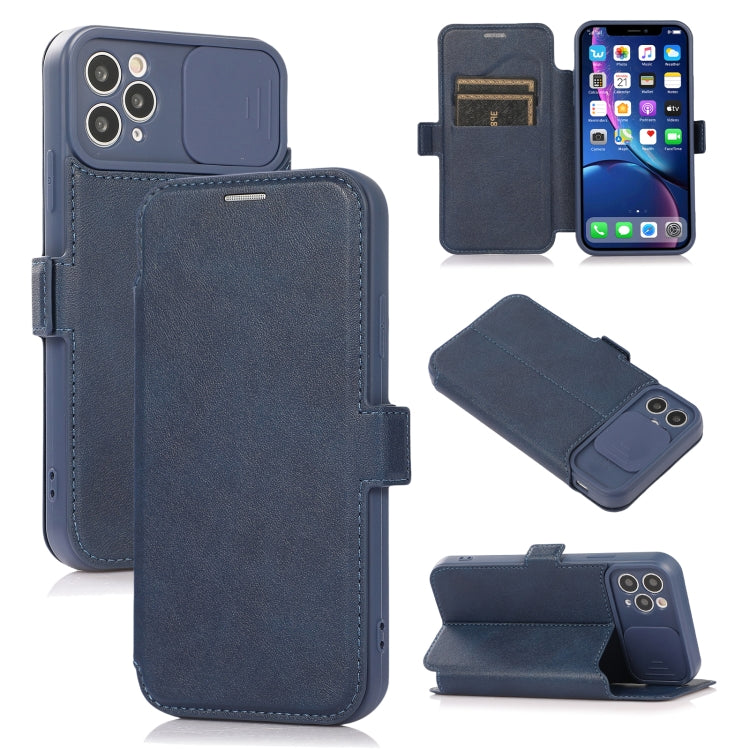 For iPhone 11 Pro Max Push Window Double Buckle PU + Silicone Horizontal Flip Leather Case with Holder & Card Slot
