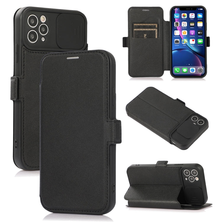 For iPhone 11 Pro Max Push Window Double Buckle PU + Silicone Horizontal Flip Leather Case with Holder & Card Slot