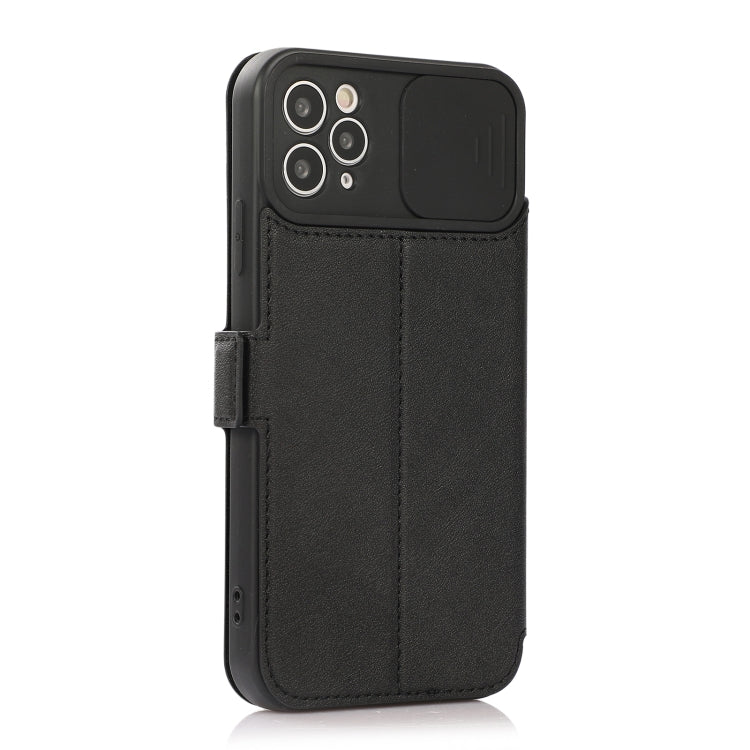 For iPhone 11 Pro Max Push Window Double Buckle PU + Silicone Horizontal Flip Leather Case with Holder & Card Slot