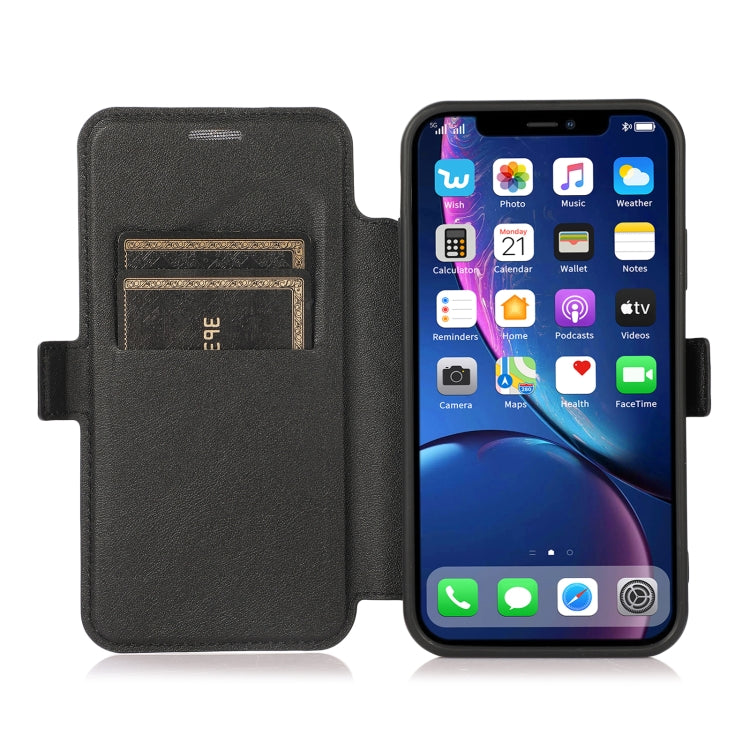 For iPhone 11 Pro Max Push Window Double Buckle PU + Silicone Horizontal Flip Leather Case with Holder & Card Slot