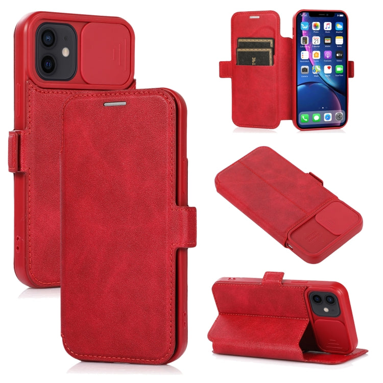 For iPhone 12 Push Window Double Buckle PU + Silicone Horizontal Flip Leather Case with Holder & Card Slot