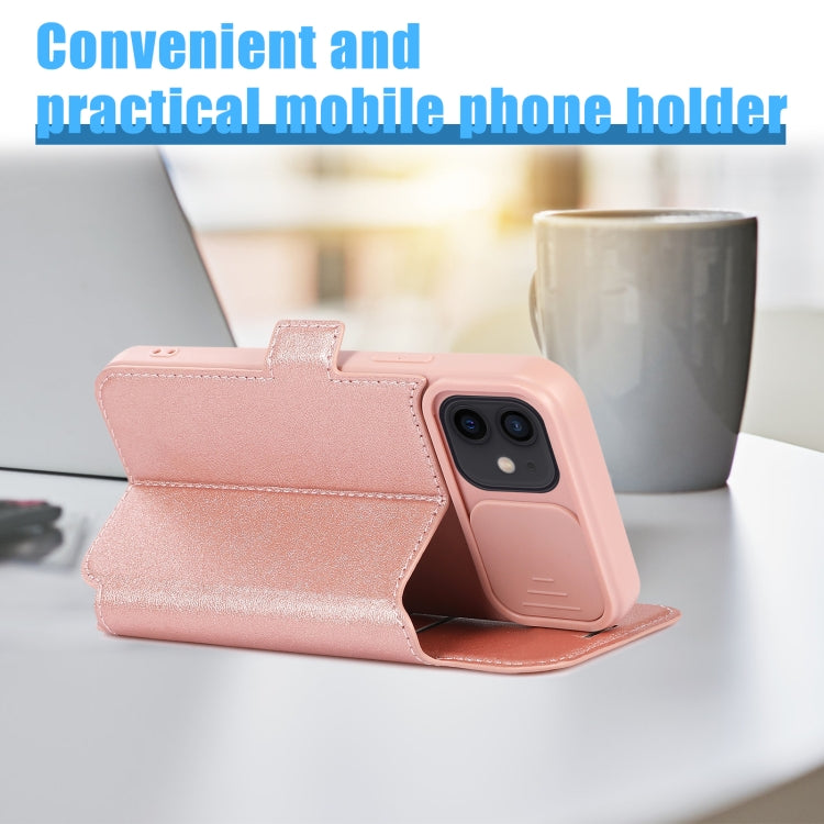 For iPhone 12 Push Window Double Buckle PU + Silicone Horizontal Flip Leather Case with Holder & Card Slot