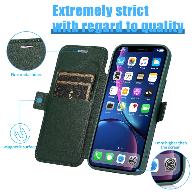 For iPhone 12 Push Window Double Buckle PU + Silicone Horizontal Flip Leather Case with Holder & Card Slot