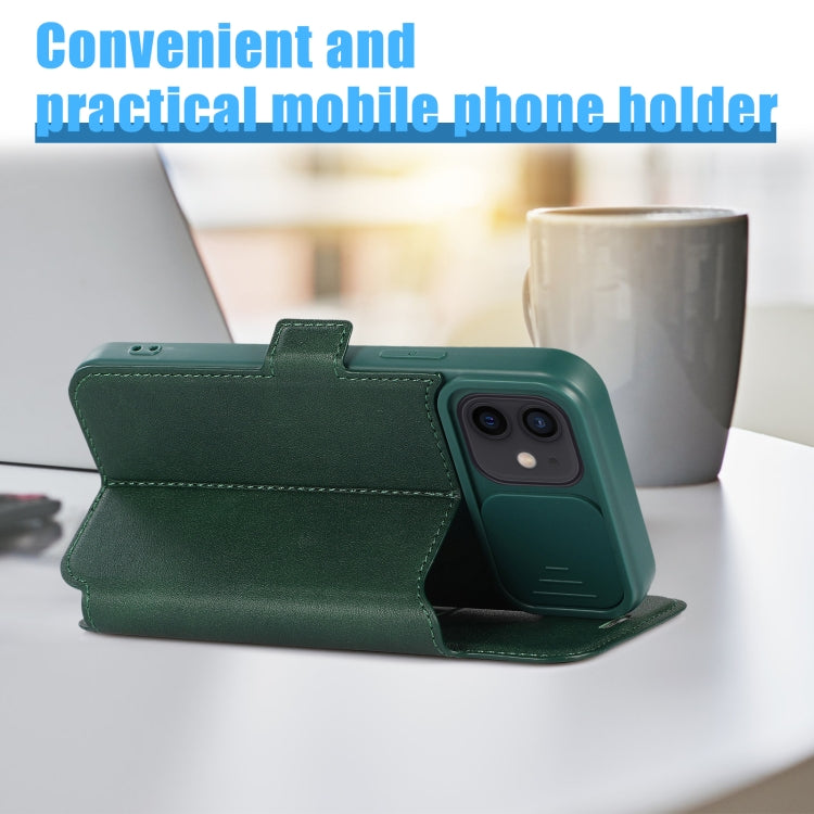 For iPhone 12 Push Window Double Buckle PU + Silicone Horizontal Flip Leather Case with Holder & Card Slot