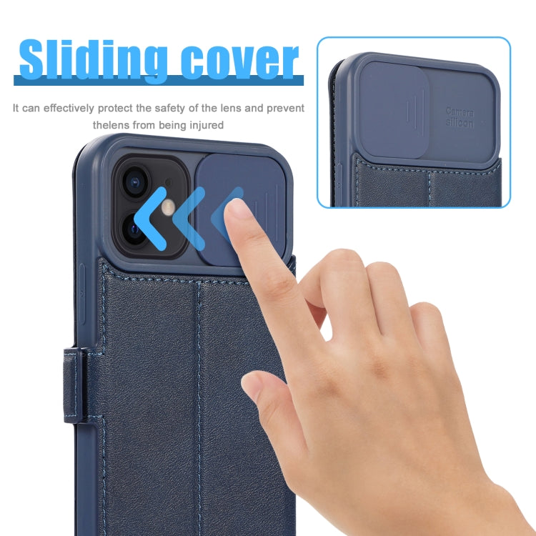 For iPhone 12 Push Window Double Buckle PU + Silicone Horizontal Flip Leather Case with Holder & Card Slot