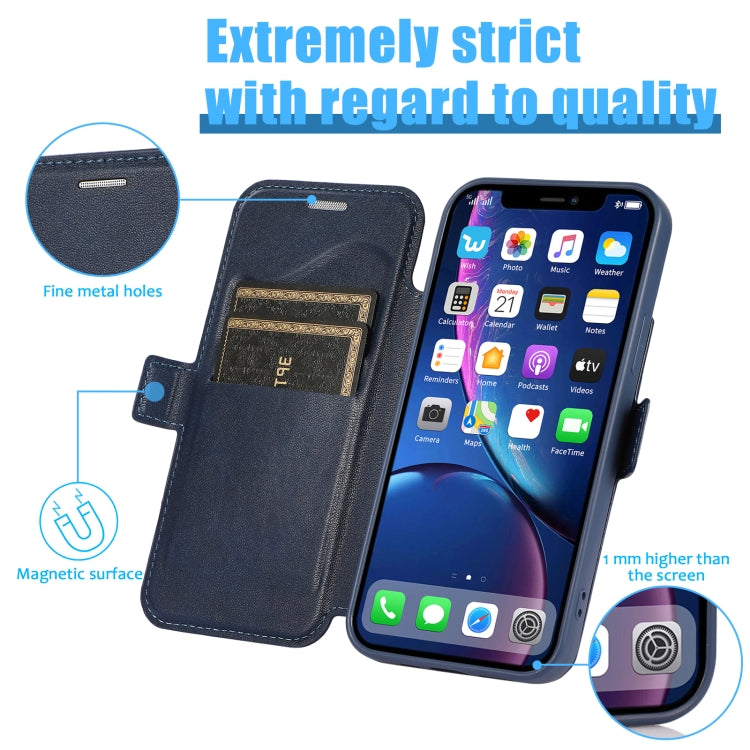 For iPhone 12 Push Window Double Buckle PU + Silicone Horizontal Flip Leather Case with Holder & Card Slot