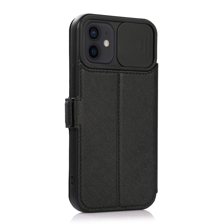 For iPhone 12 Push Window Double Buckle PU + Silicone Horizontal Flip Leather Case with Holder & Card Slot