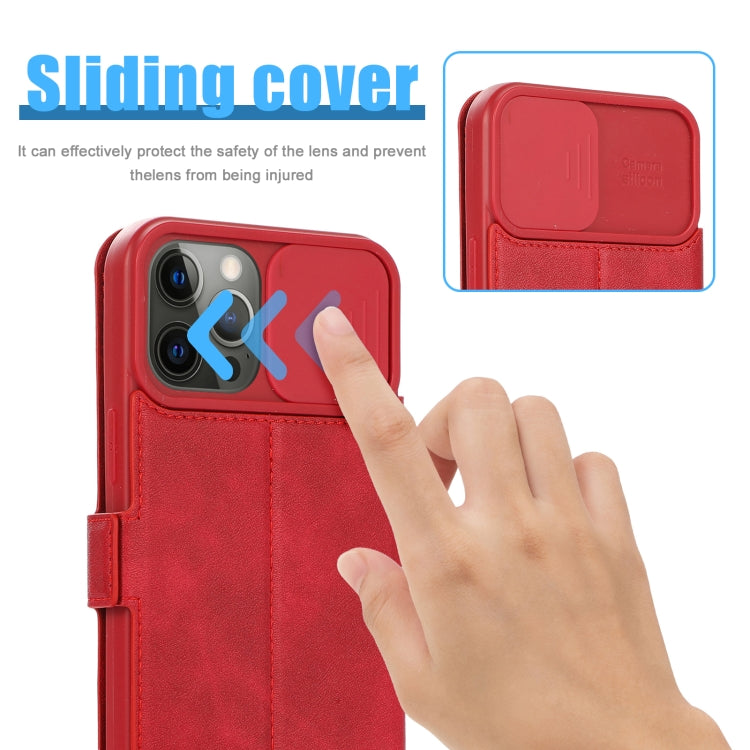 For iPhone 12 Pro Push Window Double Buckle PU + Silicone Horizontal Flip Leather Case with Holder & Card Slot