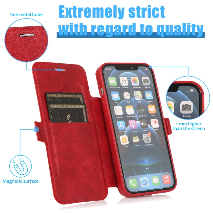 For iPhone 12 Pro Push Window Double Buckle PU + Silicone Horizontal Flip Leather Case with Holder & Card Slot
