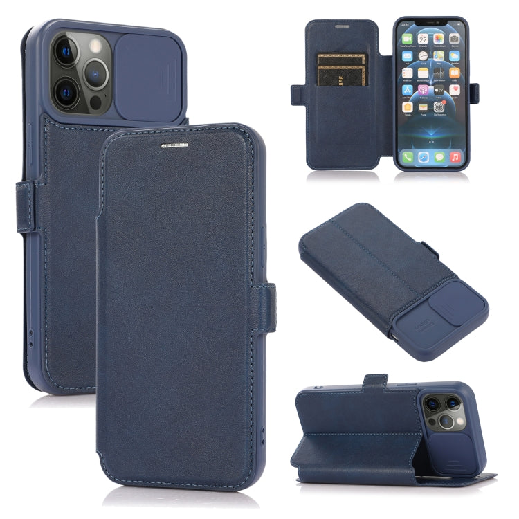 For iPhone 12 Pro Push Window Double Buckle PU + Silicone Horizontal Flip Leather Case with Holder & Card Slot