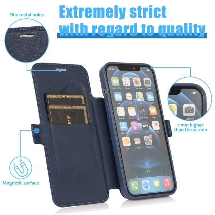 For iPhone 12 Pro Push Window Double Buckle PU + Silicone Horizontal Flip Leather Case with Holder & Card Slot