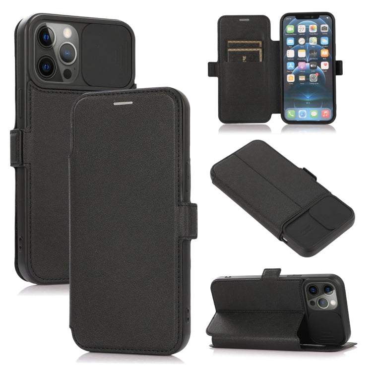 For iPhone 12 Pro Push Window Double Buckle PU + Silicone Horizontal Flip Leather Case with Holder & Card Slot
