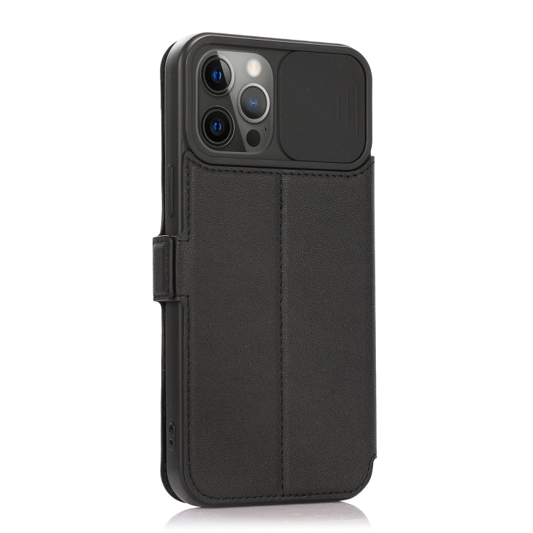 For iPhone 12 Pro Push Window Double Buckle PU + Silicone Horizontal Flip Leather Case with Holder & Card Slot