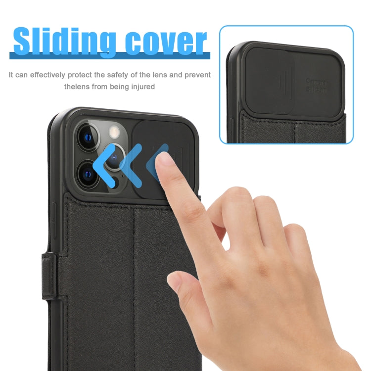 For iPhone 12 Pro Push Window Double Buckle PU + Silicone Horizontal Flip Leather Case with Holder & Card Slot