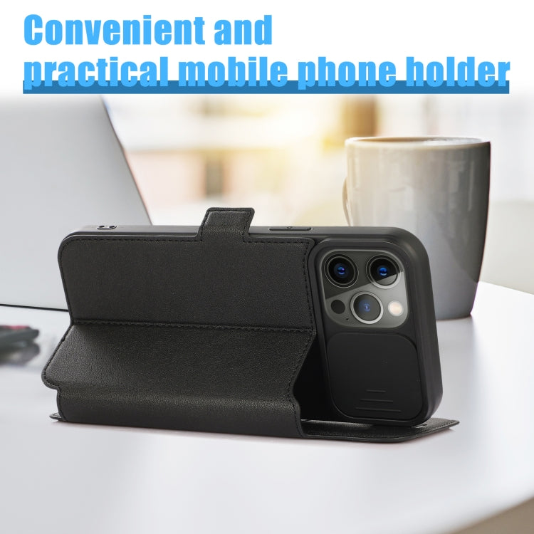 For iPhone 12 Pro Push Window Double Buckle PU + Silicone Horizontal Flip Leather Case with Holder & Card Slot