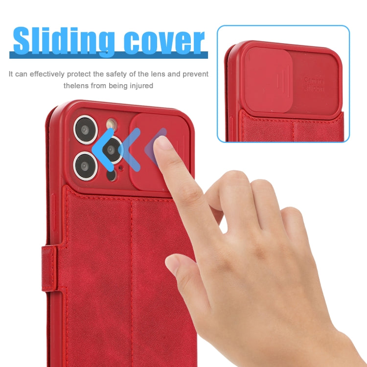 For iPhone 12 Pro Max Push Window Double Buckle PU + Silicone Horizontal Flip Leather Case with Holder & Card Slot