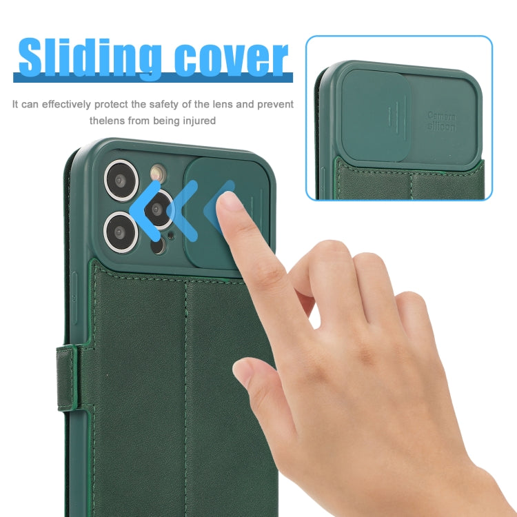 For iPhone 12 Pro Max Push Window Double Buckle PU + Silicone Horizontal Flip Leather Case with Holder & Card Slot