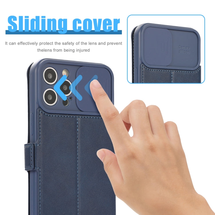 For iPhone 12 Pro Max Push Window Double Buckle PU + Silicone Horizontal Flip Leather Case with Holder & Card Slot