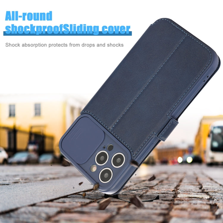 For iPhone 12 Pro Max Push Window Double Buckle PU + Silicone Horizontal Flip Leather Case with Holder & Card Slot