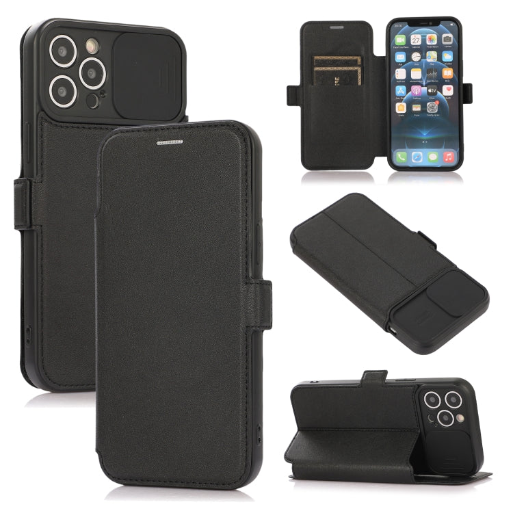 For iPhone 12 Pro Max Push Window Double Buckle PU + Silicone Horizontal Flip Leather Case with Holder & Card Slot
