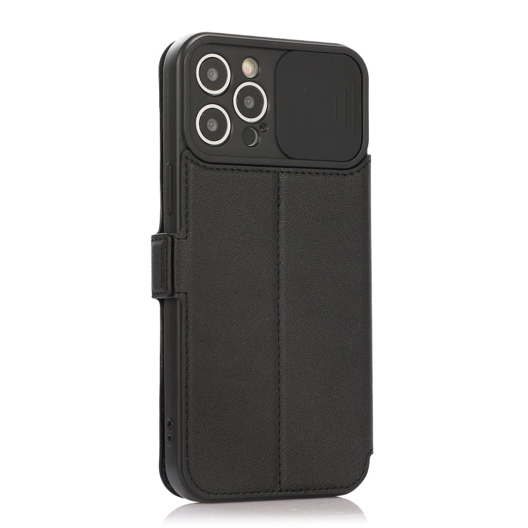 For iPhone 12 Pro Max Push Window Double Buckle PU + Silicone Horizontal Flip Leather Case with Holder & Card Slot