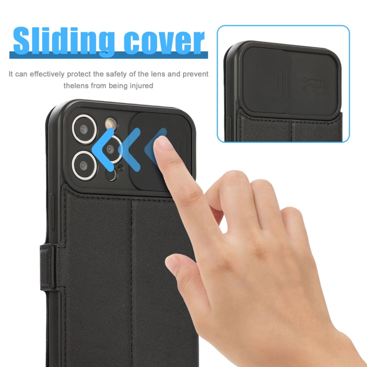 For iPhone 12 Pro Max Push Window Double Buckle PU + Silicone Horizontal Flip Leather Case with Holder & Card Slot