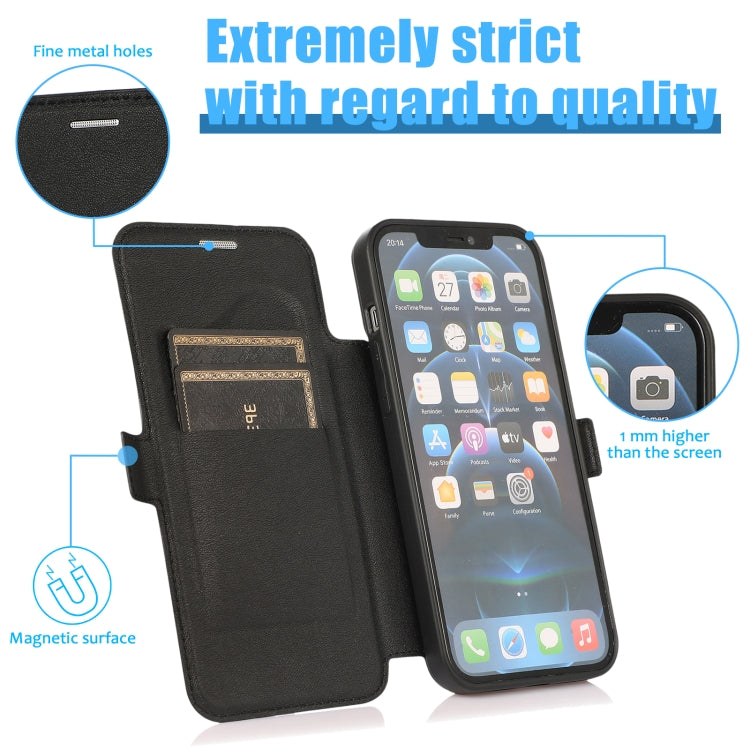 For iPhone 12 Pro Max Push Window Double Buckle PU + Silicone Horizontal Flip Leather Case with Holder & Card Slot