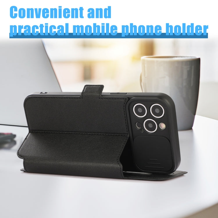 For iPhone 12 Pro Max Push Window Double Buckle PU + Silicone Horizontal Flip Leather Case with Holder & Card Slot