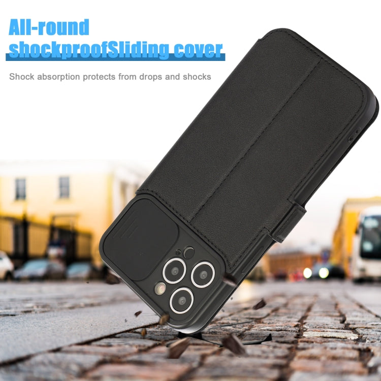 For iPhone 12 Pro Max Push Window Double Buckle PU + Silicone Horizontal Flip Leather Case with Holder & Card Slot