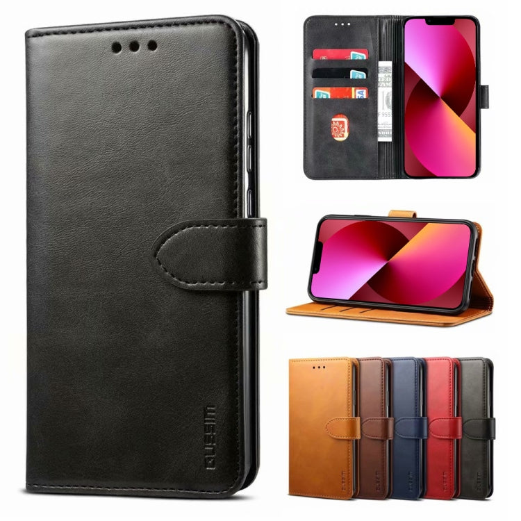 For iPhone 13 GUSSIM Business Style Horizontal Flip Leather Case with Holder & Card Slots & Wallet