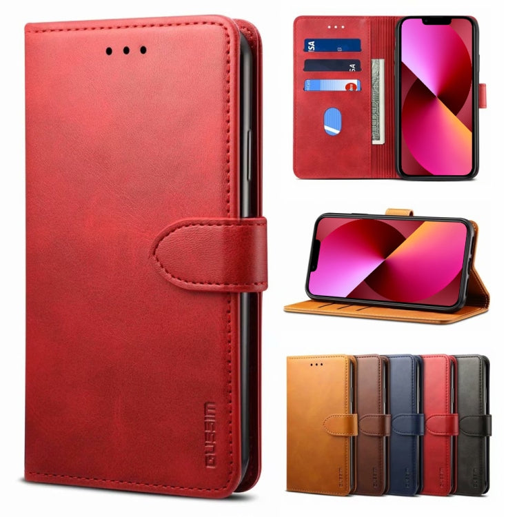 For iPhone 13 GUSSIM Business Style Horizontal Flip Leather Case with Holder & Card Slots & Wallet